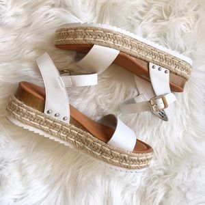 White Espadrille Sandals Platform